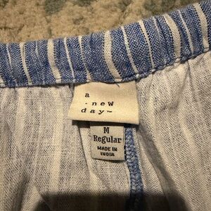 A New Day Blue and White Linen Blend Pants